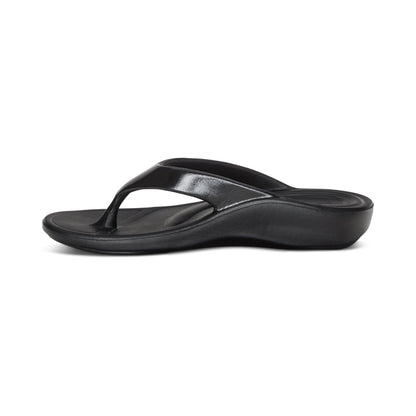 Aetrex Maui Orthotic Women's Flips - Black Gloss