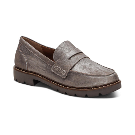 Aetrex Collette Arch Support Loafer - Brushed Silver