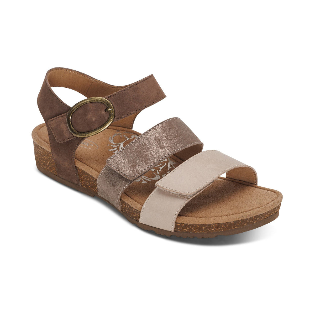 Aetrex Lilly Adjustable Quarter Strap Sandal - Taupe