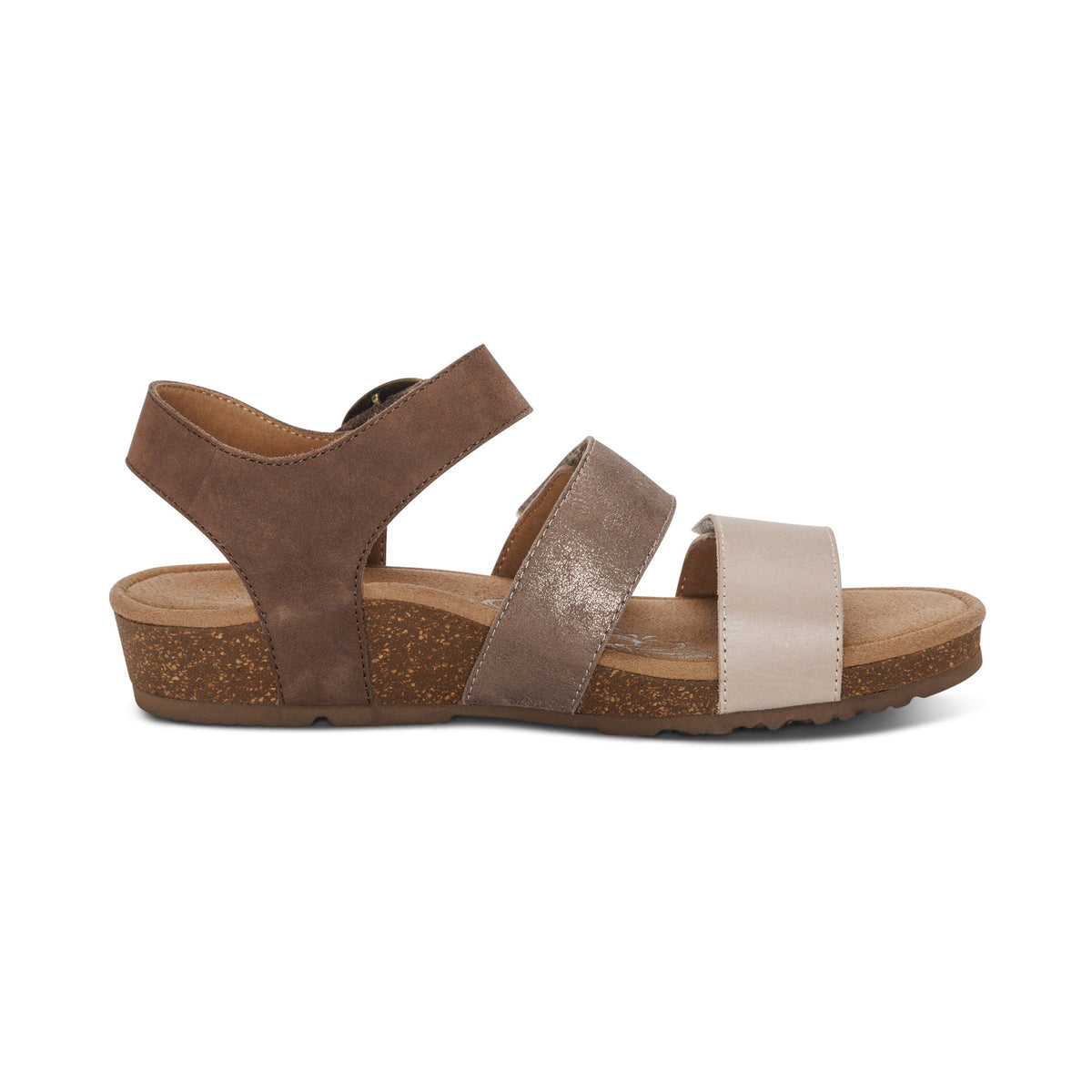 Aetrex Lilly Adjustable Quarter Strap Sandal - Taupe