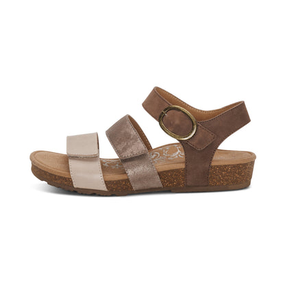 Aetrex Lilly Adjustable Quarter Strap Sandal - Taupe