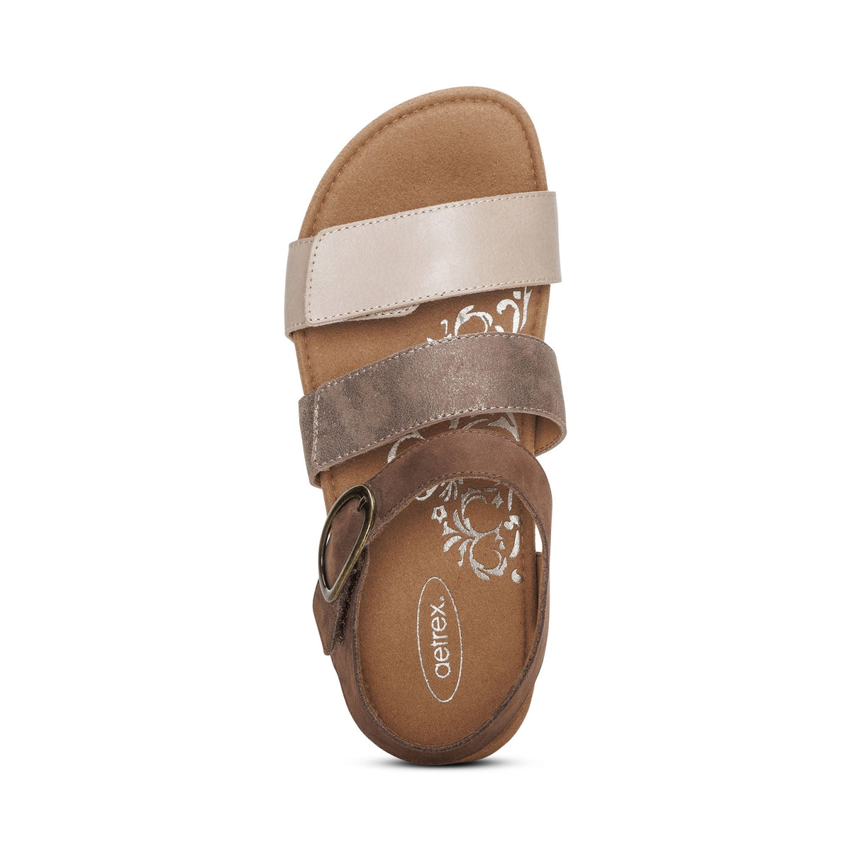 Aetrex Lilly Adjustable Quarter Strap Sandal - Taupe