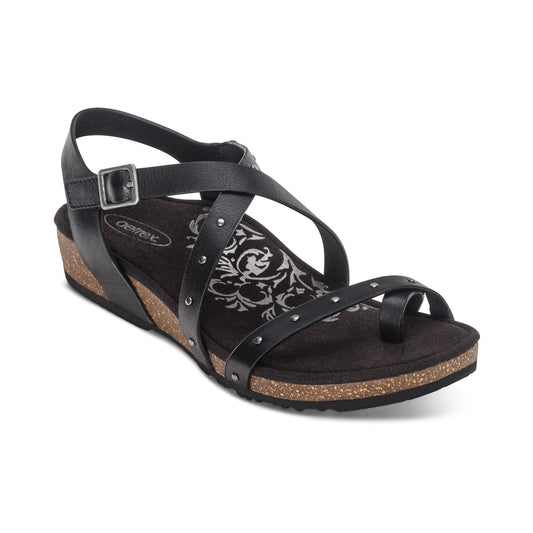 Aetrex Lauren Quarter Strap Sandal - Black
