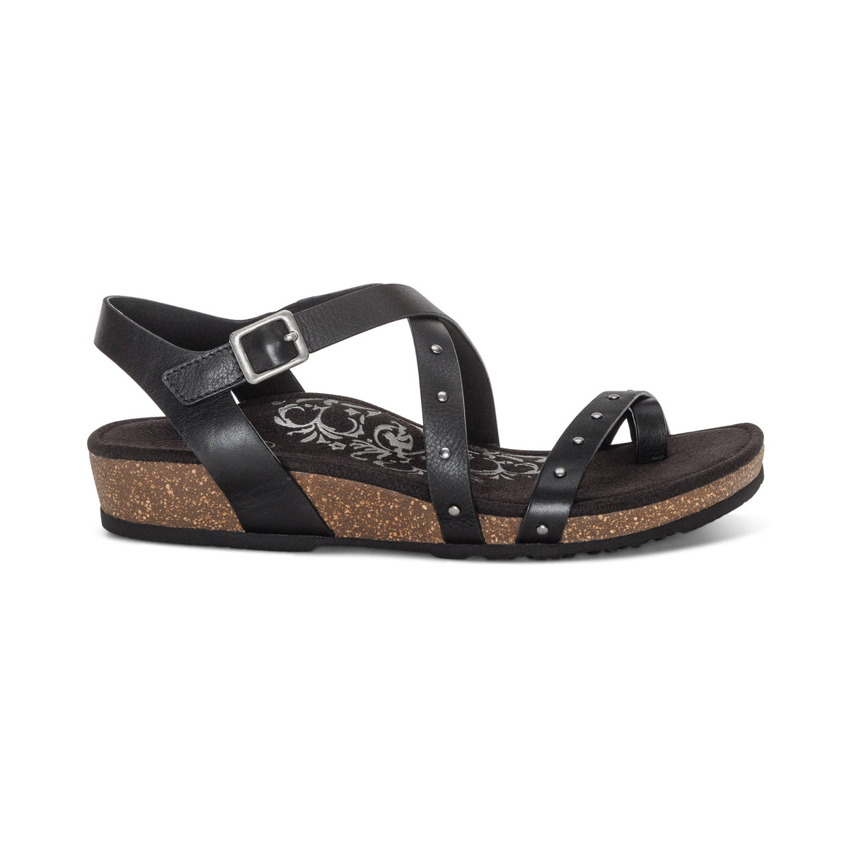 Aetrex Lauren Quarter Strap Sandal - Black