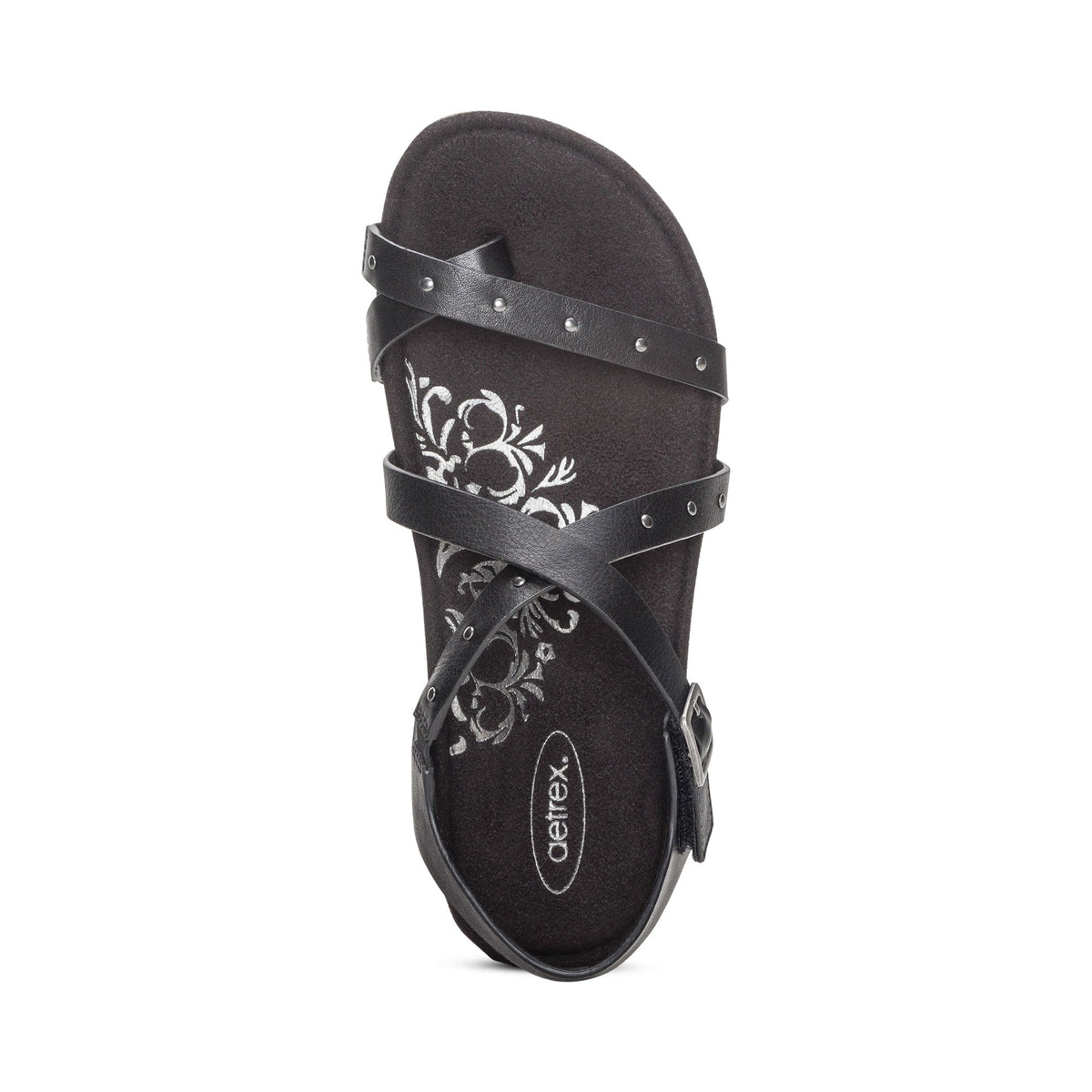 Aetrex Lauren Quarter Strap Sandal - Black