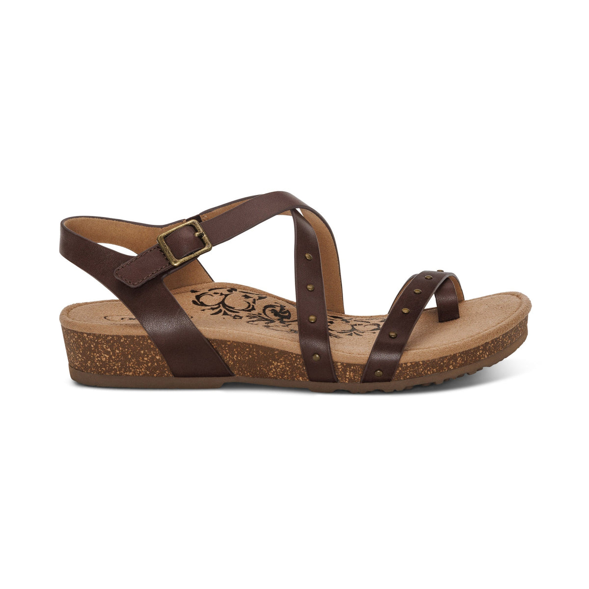 Aetrex Lauren Quarter Strap Sandal - Coffee