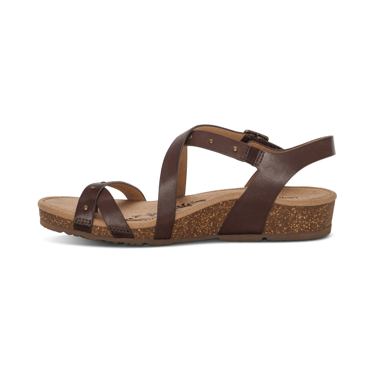 Aetrex Lauren Quarter Strap Sandal - Coffee