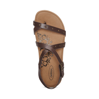 Aetrex Lauren Quarter Strap Sandal - Coffee