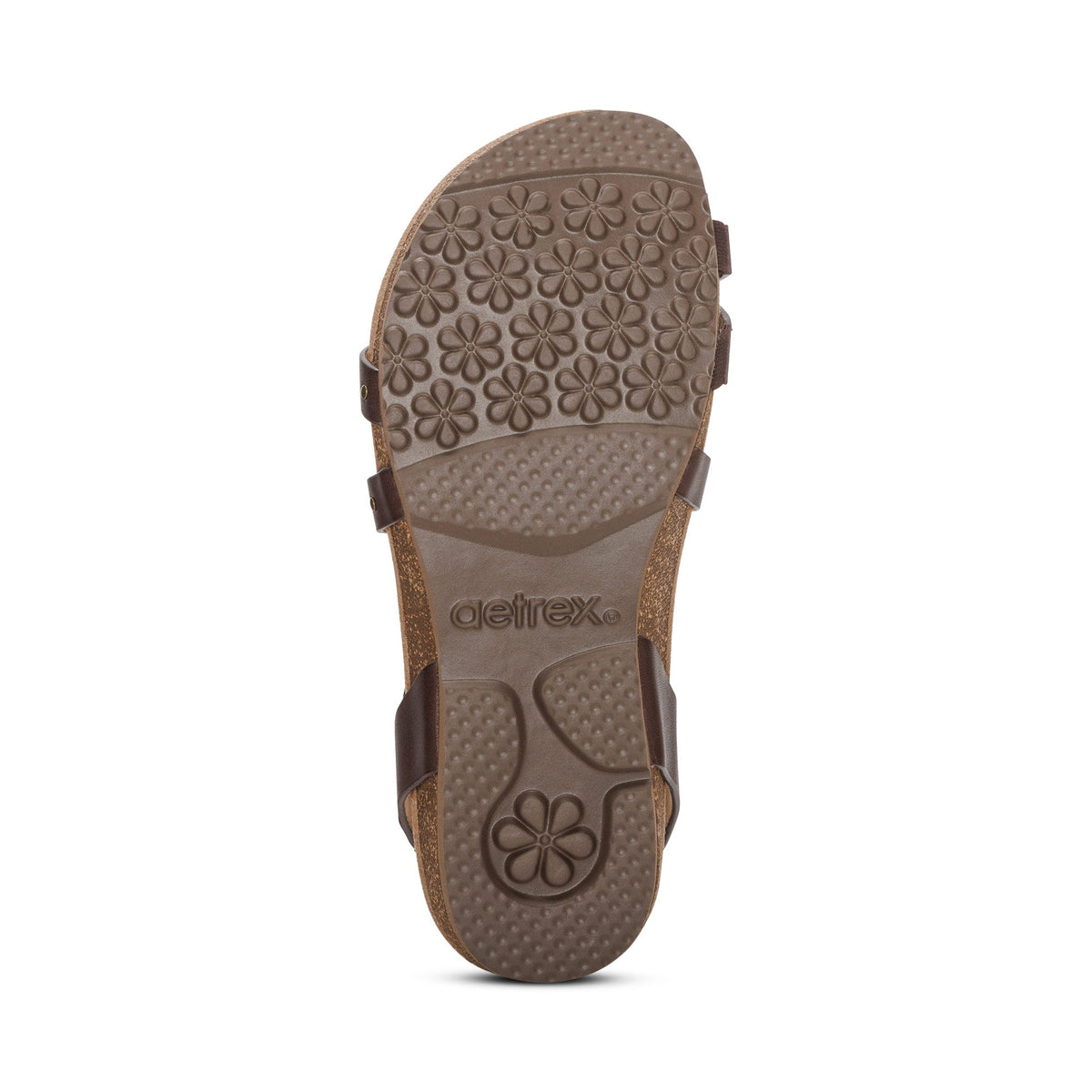 Aetrex Lauren Quarter Strap Sandal - Coffee