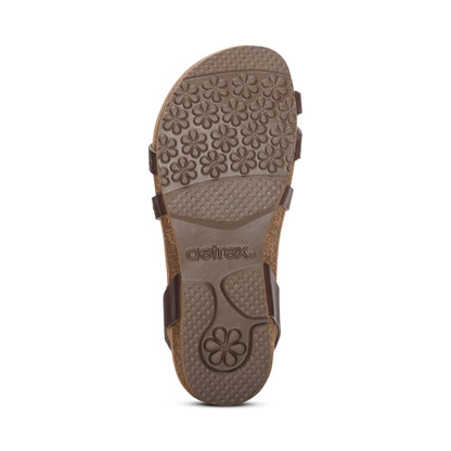 Aetrex Lauren Quarter Strap Sandal - Coffee