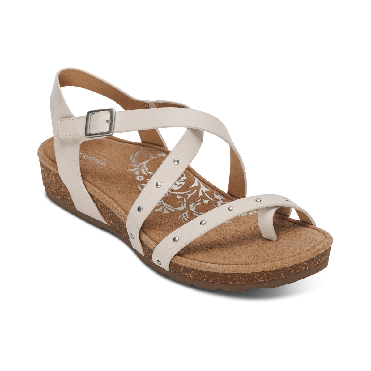 Aetrex Lauren Quarter Strap Sandal - Ivory
