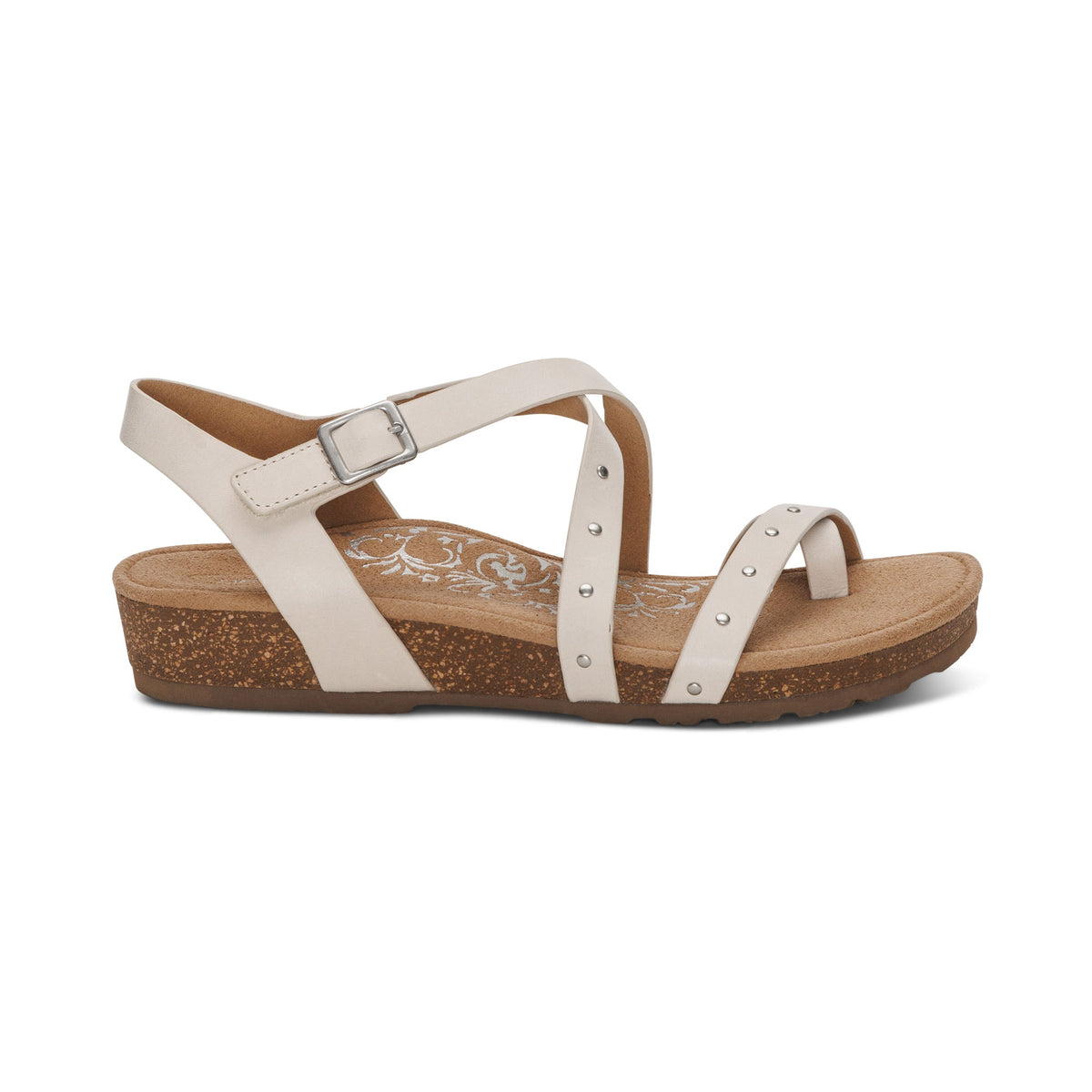 Aetrex Lauren Quarter Strap Sandal - Ivory