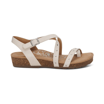 Aetrex Lauren Quarter Strap Sandal - Ivory