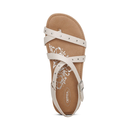Aetrex Lauren Quarter Strap Sandal - Ivory