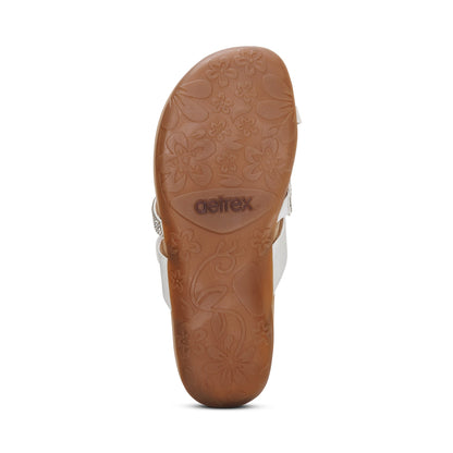 Aetrex Izzy Adjustable Slide Sandal - White Sparkle