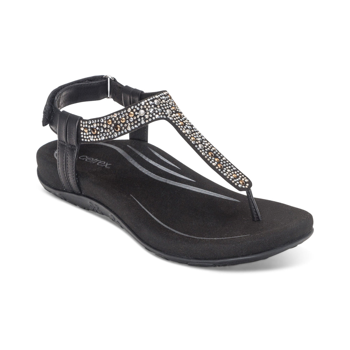 Aetrex Marni Slingback Thong Sandal - Black