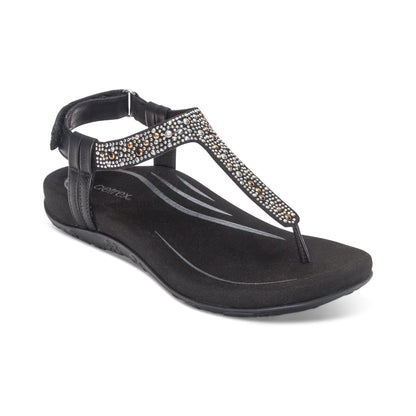 Aetrex Marni Slingback Thong Sandal - Black