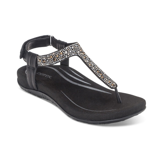 Aetrex Marni Slingback Thong Sandal - Black