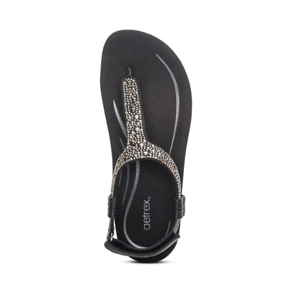 Aetrex Marni Slingback Thong Sandal - Black