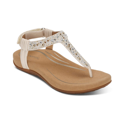 Aetrex Marni Slingback Thong Sandal - Ivory