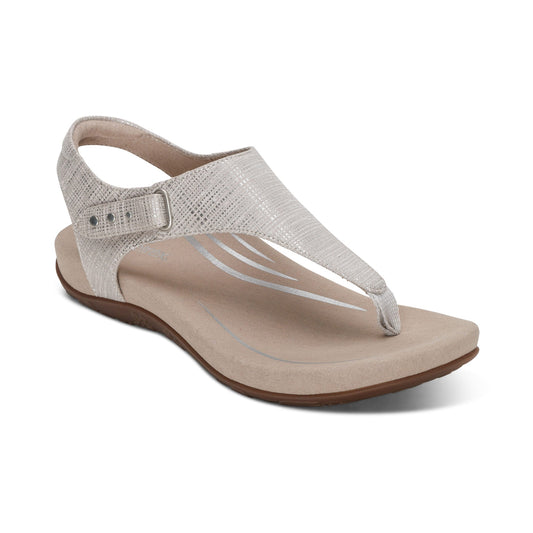 Aetrex Ellie Adjustable Quarter Strap Thong Sandal - Grey