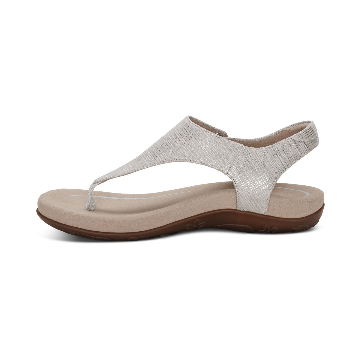 Aetrex Ellie Adjustable Quarter Strap Thong Sandal - Grey