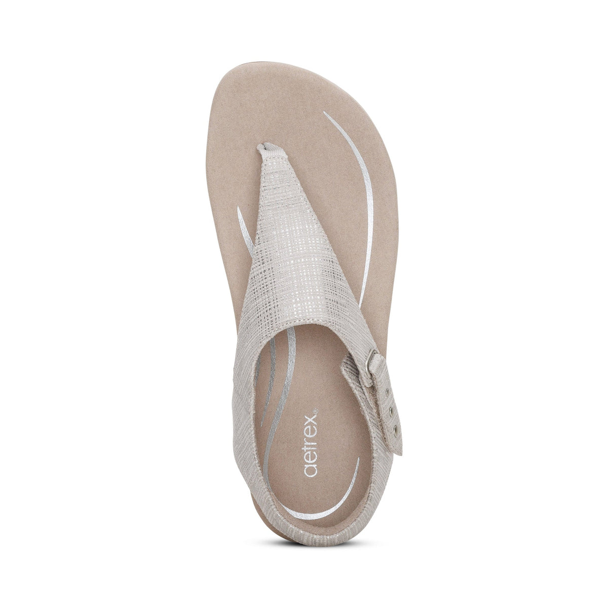 Aetrex Ellie Adjustable Quarter Strap Thong Sandal - Grey