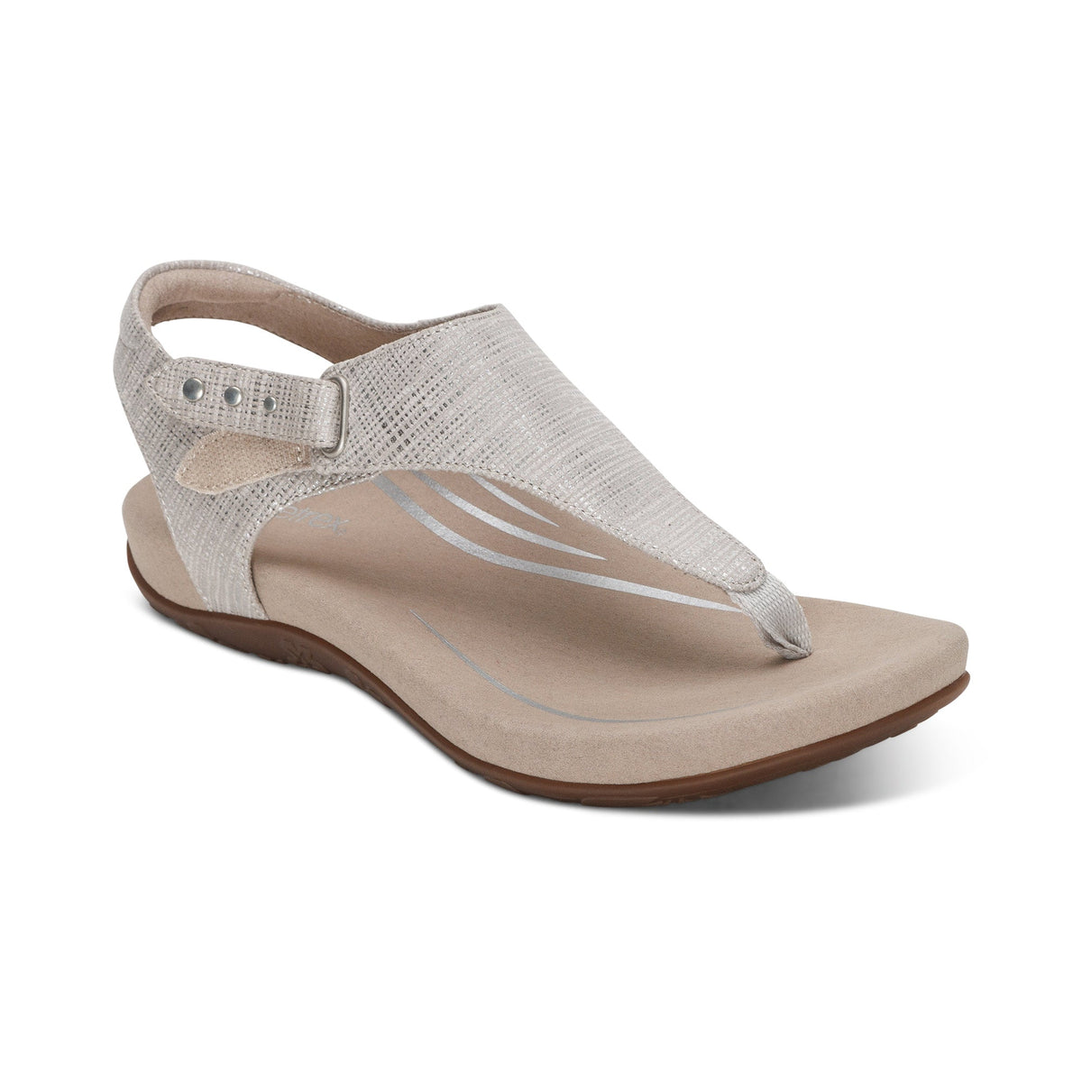 Aetrex Ellie Adjustable Quarter Strap Thong Sandal - Grey