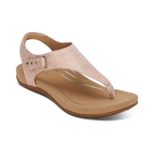 Aetrex Ellie Adjustable Quarter Strap Thong Sandal - Blush