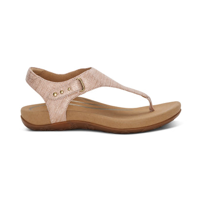 Aetrex Ellie Adjustable Quarter Strap Thong Sandal - Blush