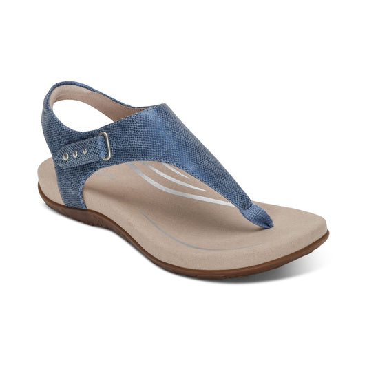Aetrex Ellie Adjustable Quarter Strap Thong Sandal - Navy