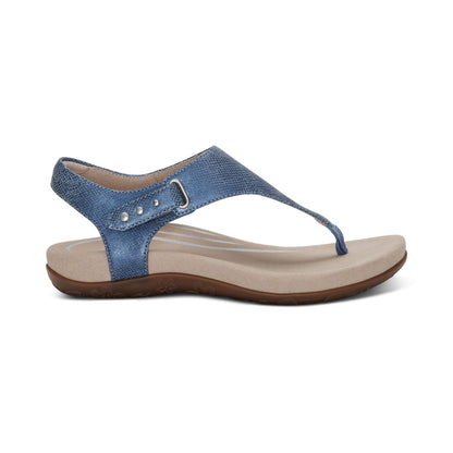 Aetrex Ellie Adjustable Quarter Strap Thong Sandal - Navy