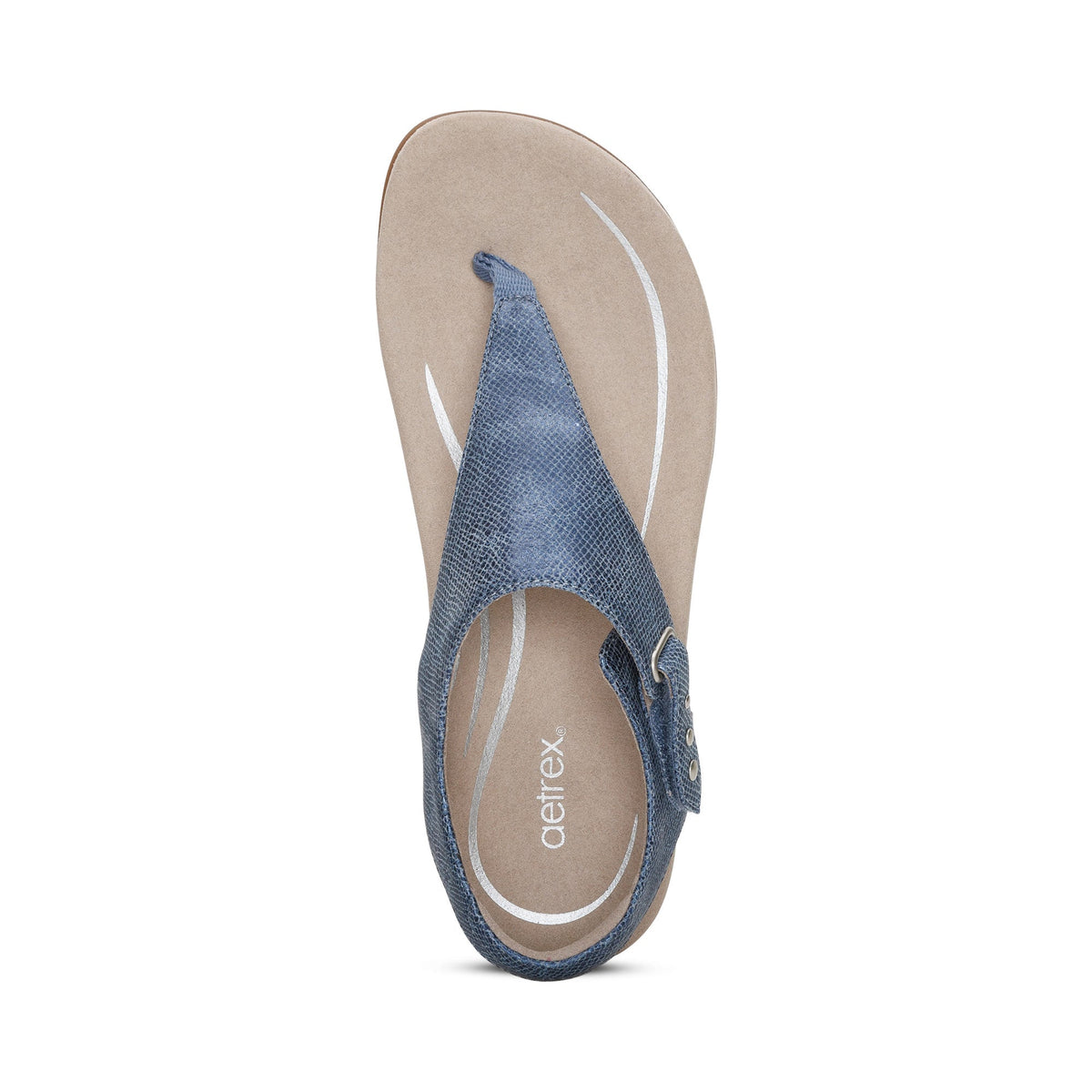 Aetrex Ellie Adjustable Quarter Strap Thong Sandal - Navy
