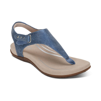 Aetrex Ellie Adjustable Quarter Strap Thong Sandal - Navy