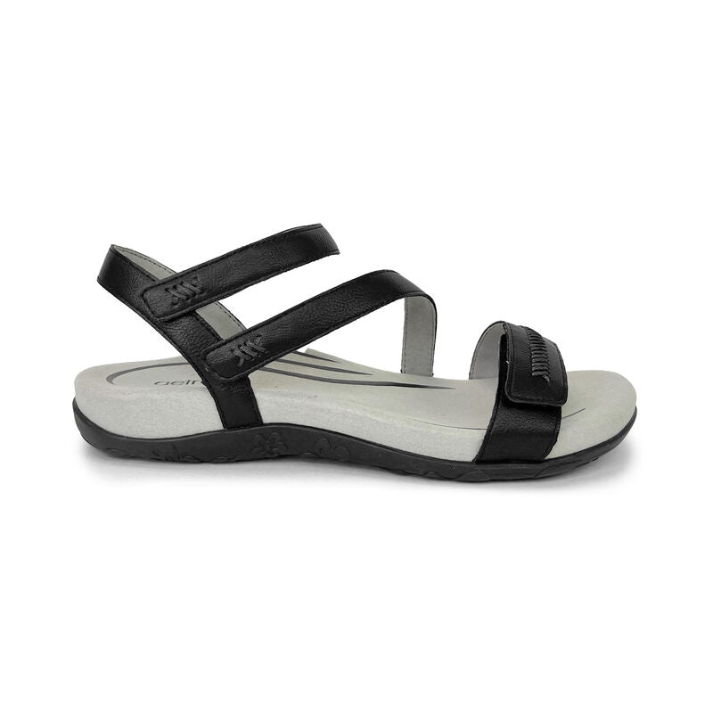 Aetrex Gabby Adjustable Quarter Strap Sandal - Black