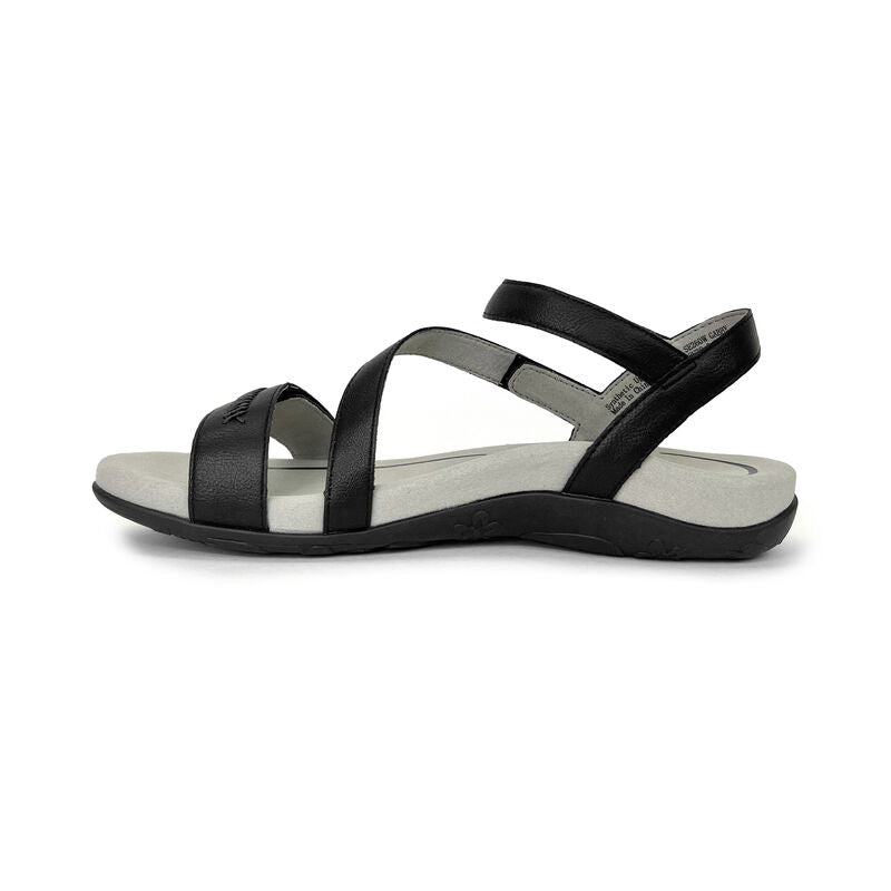Aetrex Gabby Adjustable Quarter Strap Sandal - Black