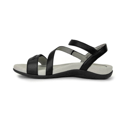 Aetrex Gabby Adjustable Quarter Strap Sandal - Black