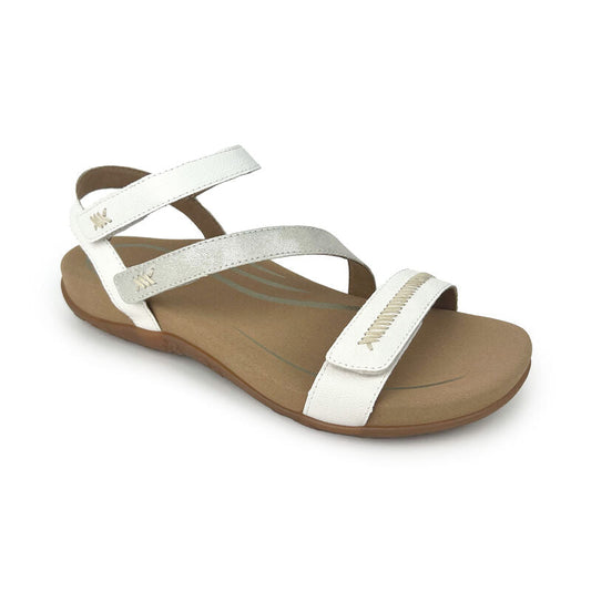 Aetrex Gabby Adjustable Quarter Strap Sandal - White