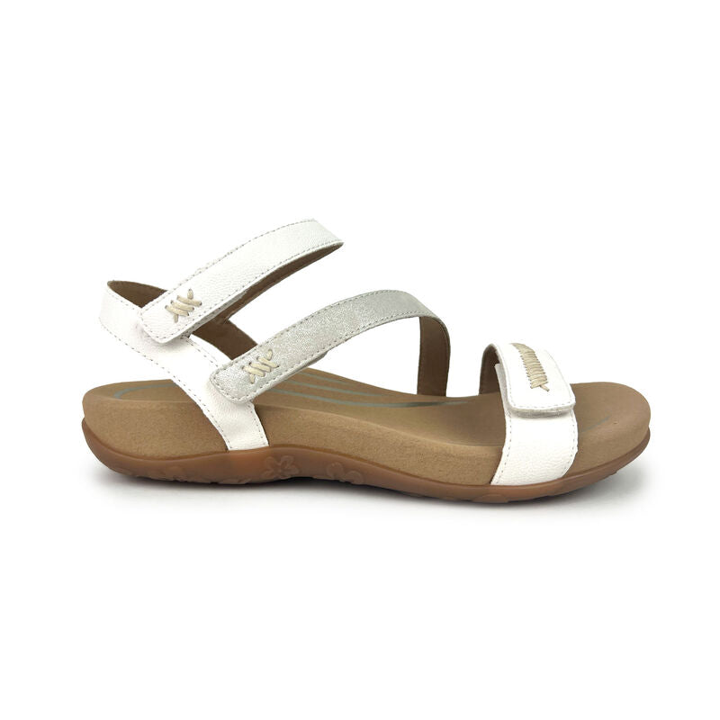 Aetrex Gabby Adjustable Quarter Strap Sandal - White