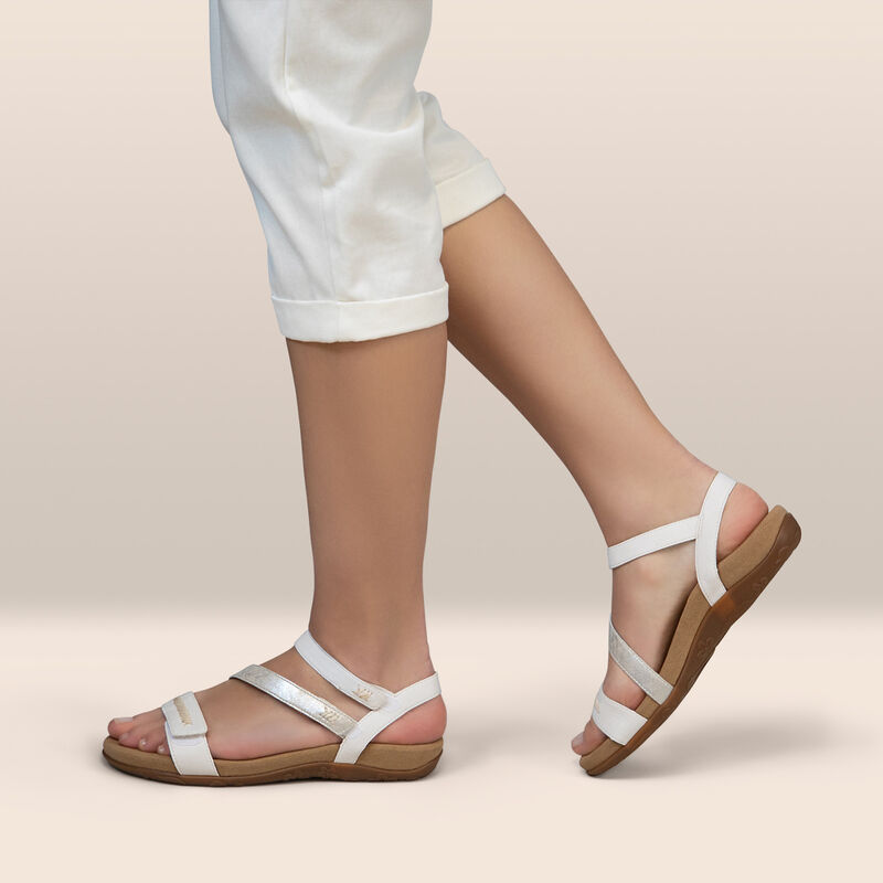 Aetrex Gabby Adjustable Quarter Strap Sandal - White