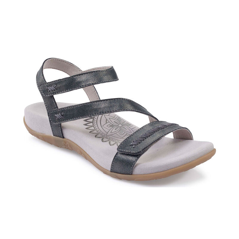 Aetrex Gabby Adjustable Quarter Strap Sandal - Pewter