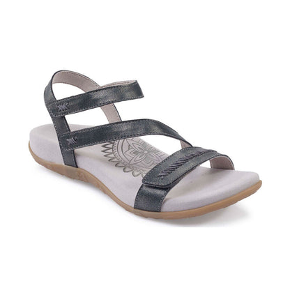 Aetrex Gabby Adjustable Quarter Strap Sandal - Pewter
