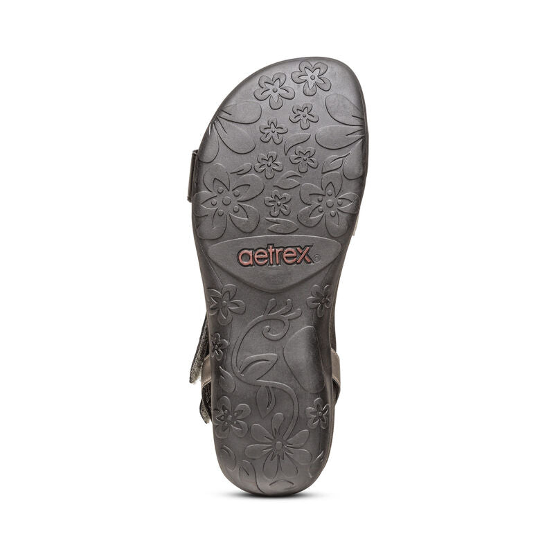 Aetrex Gabby Adjustable Quarter Strap Sandal - Black Multi