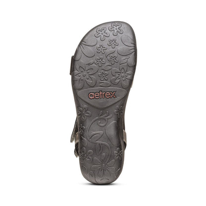 Aetrex Gabby Adjustable Quarter Strap Sandal - Black Multi