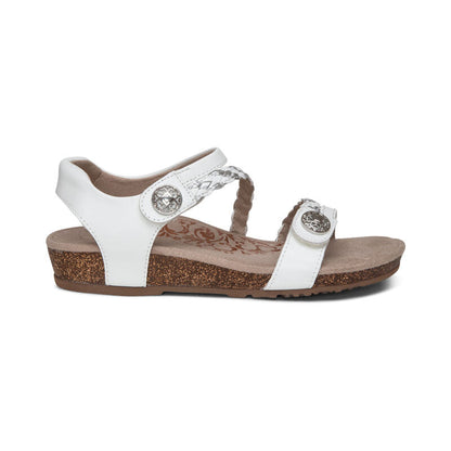 Aetrex Jillian Braided Quarter Strap Sandal - White