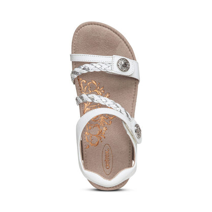 Aetrex Jillian Braided Quarter Strap Sandal - White