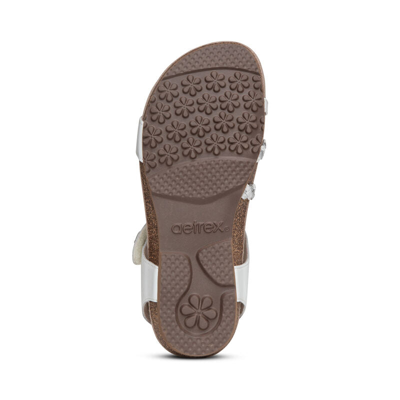 Aetrex Jillian Braided Quarter Strap Sandal - White