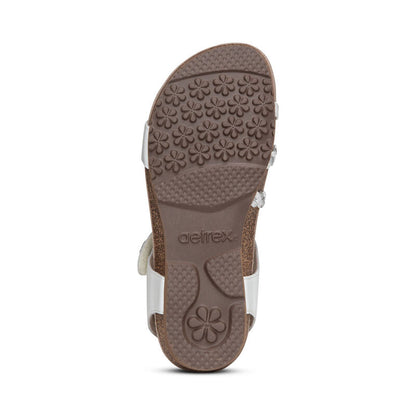 Aetrex Jillian Braided Quarter Strap Sandal - White