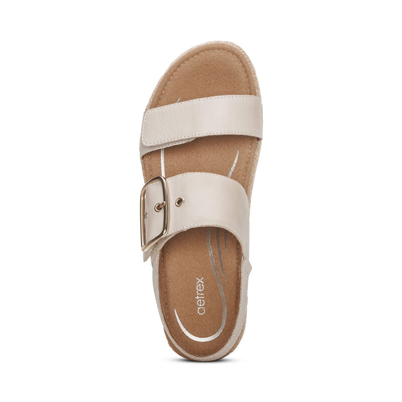 Aetrex Vania Arch Support Platform Sandal - Cream