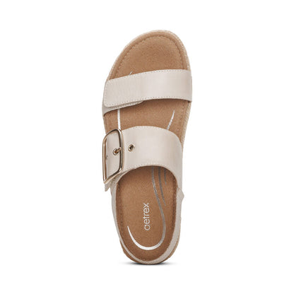 Aetrex Vania Arch Support Platform Sandal - Cream